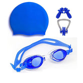 RXP Swimming Goggles Cap Combo Set - Anti-Fog Waterproof Kit with Ear Plugs & Nose Clip for Men Women Kids