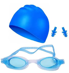 RXP Swimming Goggles Cap Combo Set - Anti-Fog Waterproof Kit with Ear Plugs & Nose Clip for Men Women Kids