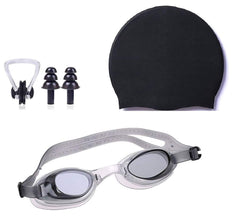 RXP Swimming Goggles Cap Combo Set - Anti-Fog Waterproof Kit with Ear Plugs & Nose Clip for Men Women Kids