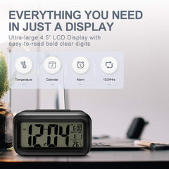 RXP LED Digital Table Clock with Date, Temperature Display & Night Light – Modern Desktop Alarm Clock for Home & Office