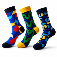 Unisex Funky Printed Socks Pack of 3 | Cotton Rich Breathable Casual Socks for Men & Women | Stylish Stretch Socks for Sneakers, Gym, Streetwear, Sports & Daily Wear