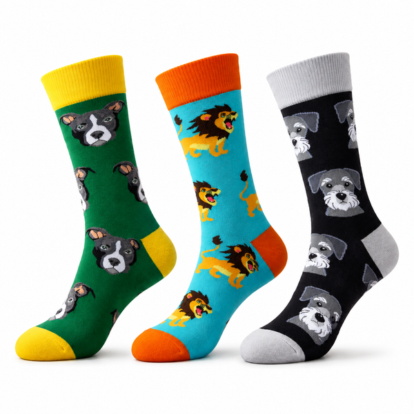 Unisex Funky Printed Socks Pack of 3 | Cotton Rich Breathable Casual Socks for Men & Women | Stylish Stretch Socks for Sneakers, Gym, Streetwear, Sports & Daily Wear
