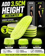 RXP Height Increase Insoles for Men & Women (Pack of 3) | Memory Foam Shoe Lifts with Arch Support & Shock Absorption | Adjustable Heel Lift Inserts 1.5cm, 2.5cm & 3.5cm for Taller Height & All Day Comfort