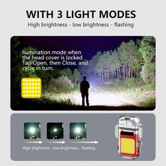 RXP Torch Waterproof Lighter Dual ARC Work Lights Windproof Rechargeable Mini Lighters Lamp Outdoor Camping Supplies